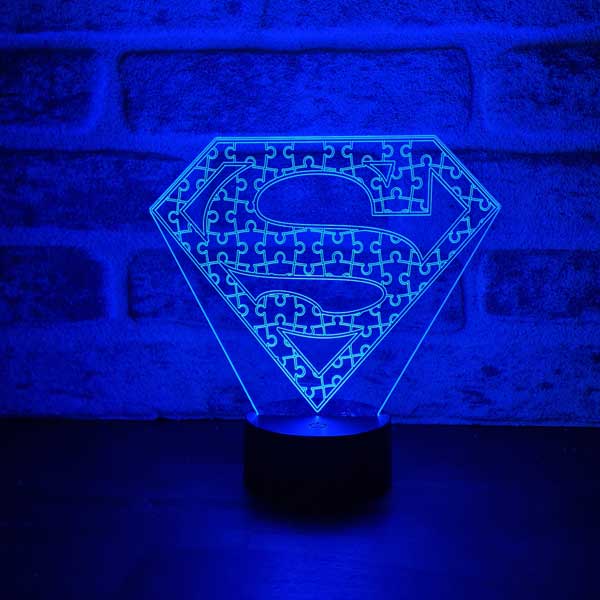 Superman Puzzle Figürlü Dekoratif Hediye Led Masa Lambası | BYLAMP