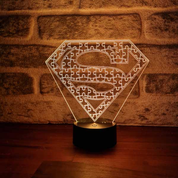 Superman Puzzle Figürlü Dekoratif Hediye Led Masa Lambası | BYLAMP