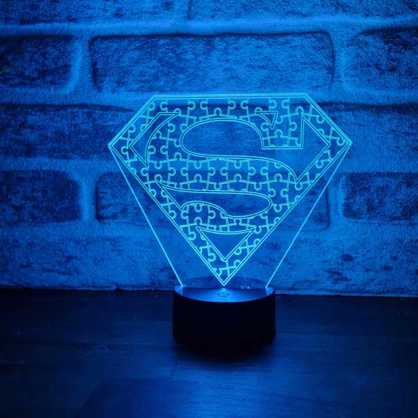 Superman Puzzle Figürlü Dekoratif Hediye Led Masa Lambası | BYLAMP