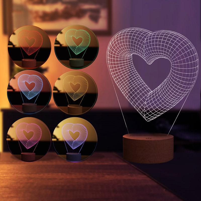 Lámpara led de un solo corazón en 3D