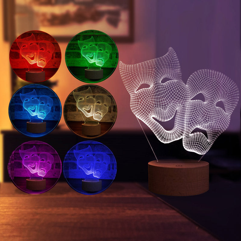 3D Theatre Mask Gift Led Lamp