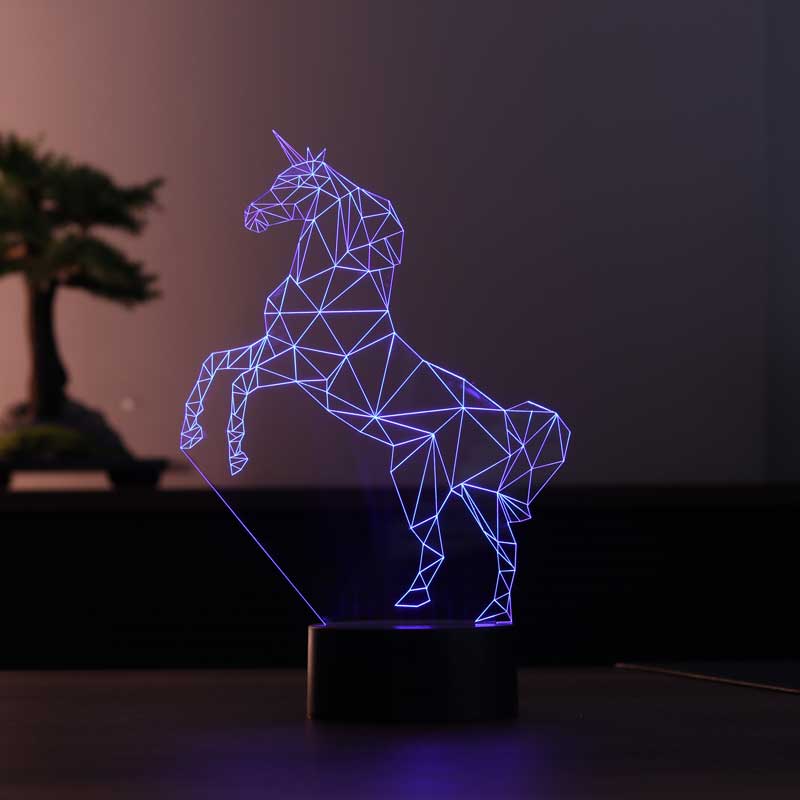 Luz nocturna de regalo de caballo unicornio 3D