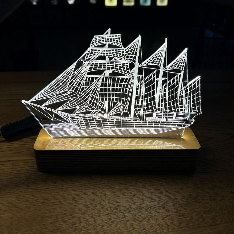 Lámpara de Mesa Led de Barco de Vela de 3 Dimensiones