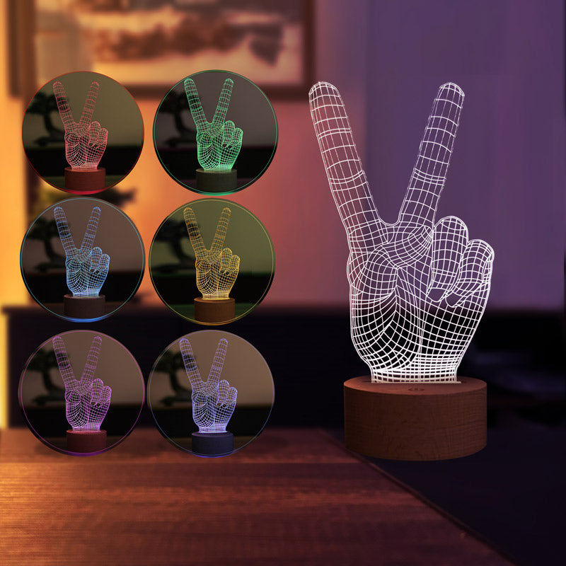 3D Victory Sign Led Table Lamp